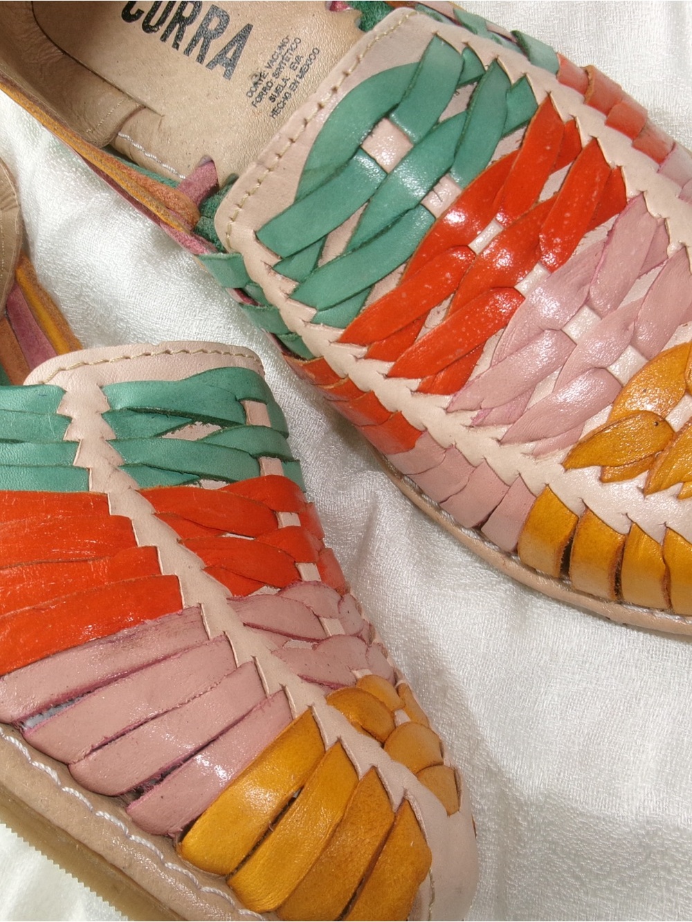 Corral Multicolor Woven Leather Moccasins - Pink, Green, Orange, Yellow